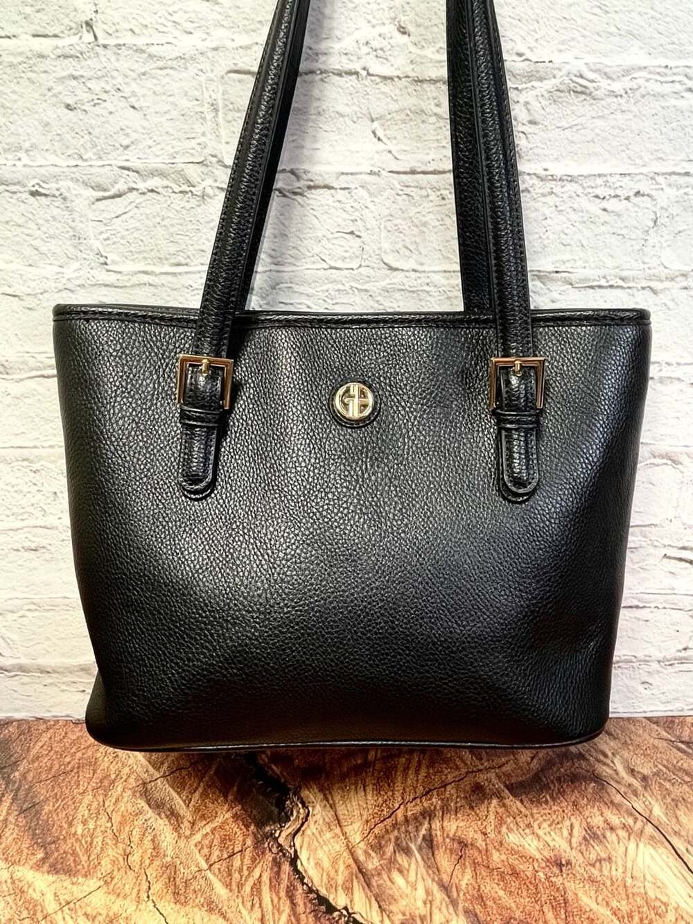 Giani Bernini Black Pebbled Tote Bag